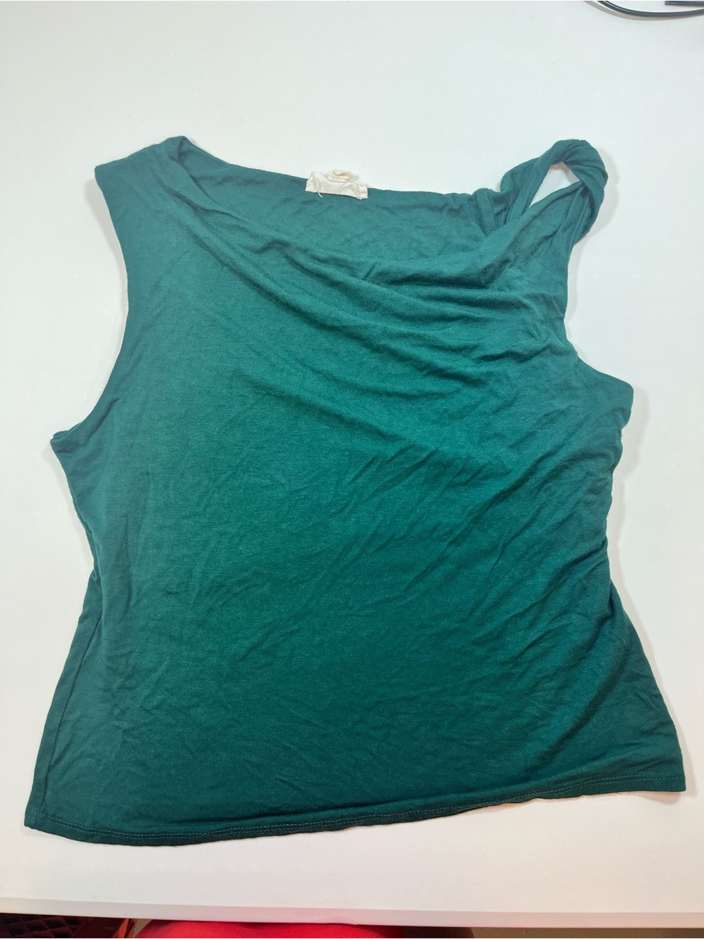 See You Monday Teal Green One Shoulder Draped Top Size XL